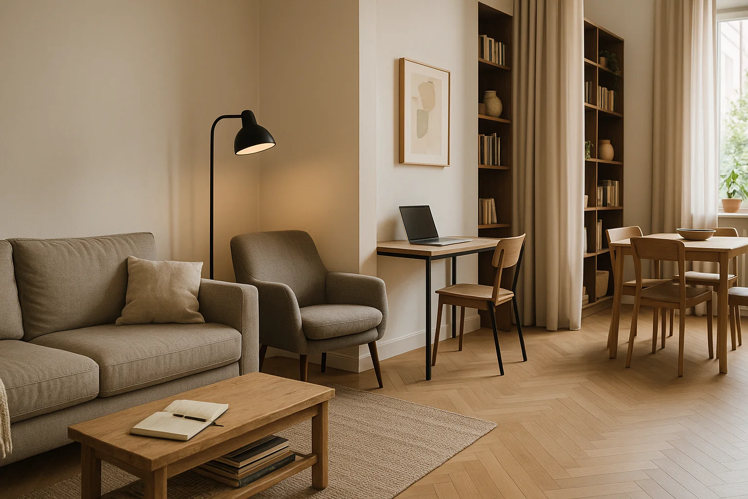 Ανοιχτός χώρος με πολλαπλές χρήσεις και μοντέρνα διαρρύθμιση 